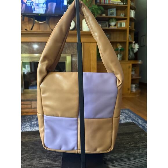 Mango Carol Brown and Purple Block Printed Shoulder Bag - Picture 7 of 8